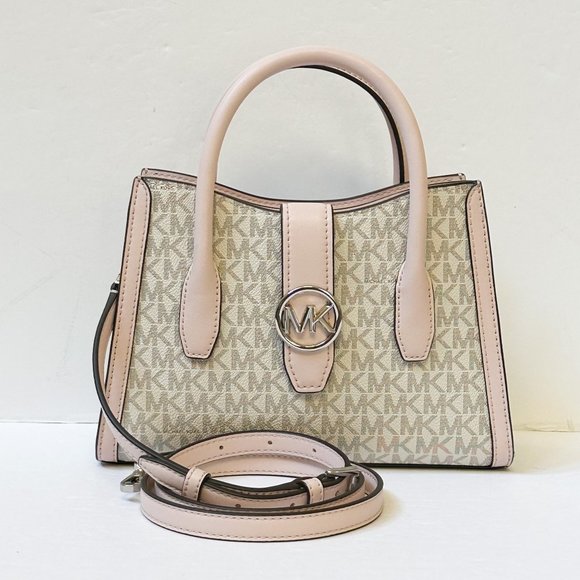 Michael Kors Gabby Small Satchel Top Zip Shoulder Crossbody Bag MK Vanilla Pink - Picture 11 of 11